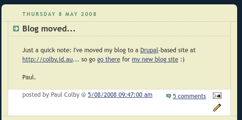 Last Blogger post
